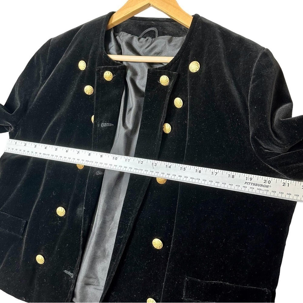 Black Velvet Military Styled Jacket Cotton Made in West Germany - Picture 7 of 9